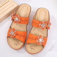 чехли за женски модни ежедневни платформи Флорални кристални клинове чехли на открито обувки къщи чехли за жени оранжеви + САЩ: 8.5