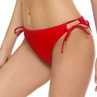 Теглени дамски плувни къси панталони жени винтидж печат с ниска талия бразилски бикини дънни бански костюми плажни дрехи жени плуват шорти, червено