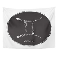 Артистичен кръг със зодиакален знак Близнаци бял дизайн за стикери Астрологично черно стена изкуство висящ гоблен декор за дома за хол спалня спалня общежитие