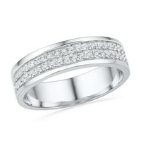 10kt бяло злато дамски кръг диамант двуредова лента пръстен cttw