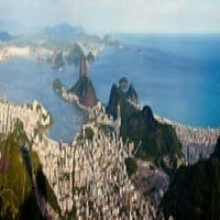 Изглед от висок ъгъл на града с планина Sugarloaf във фон, залив Гуанабара, Рио де Жанейро, Бразилски плакат