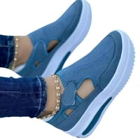 Женски клинове маратонки се плъзгат на комфортни обувки за ходене модни маратонки за жени момичета сини