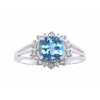 *Rylos Princess Diana Inspired Blue Topaz & Diamond Ring - декември роден камък*