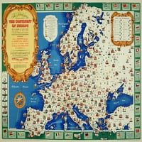 32x24in Карта на Европа, Националната карта на спестяванията на континента на Европа 【Фотоматика】