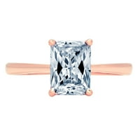 2. CT Brilliant Emerald Cut Clear Simulated Diamond 18K Rose Gold Politaire Ring SZ 3.75