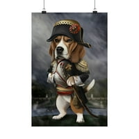 Beagle Dog като император Наполеон от Франция в премиум матови вертикални плакати