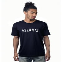 Daxton Atlanta Tshirt Premium с къси ръкави Основен екипаж Tee Tee, Navy White, Medium