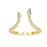 Araiya 10K Yellow Gold Diamond Bypass Band Ring за жени, размер 9.5