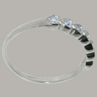 Британски направени стерлинги сребро естествен аквамарин женски обещаващ пръстен - Опции за размер - размер 7.75