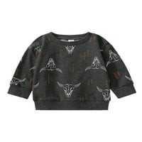 Lieserram Toddler Baby Boys Girls Pullovers, Mesetas 2t 3t 4t 5T Fall Top Long Loneve Bull Head Print Sweatshirts