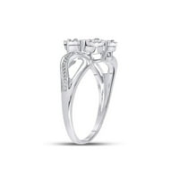 Бижута стерлинги сребро женско кръгло илюзионна диамантена цветна клъстер пръстен cttw