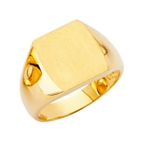 Wellingsale Mens Solid 14K жълто злато полиран гравируем пръстен за подписване - размер 12