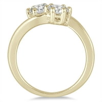 Женски карат TW два каменния диамантен пръстен в 10k жълто злато