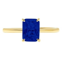 2.5ct лъчезарно изрязване симулиран син сапфир 18k жълто злато годишнина годежен пръстен размер 10.5