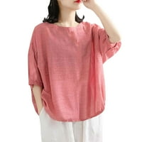 Жени тениски свободни годни графично свободно прилепване на къси ръкави блузи памучни бельо върхове ризи тениска за жени