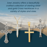 Extel Голяма 10K злато полиран филигранен латински кръст висулка, направена в САЩ