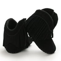 Fattazi Winter Children Baby Boots Момчета и момичета глезени Ботуши плоско дъно Неплъзгащи се комфортно твърдо цветово странично ципско пискюл