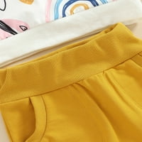 Seyurigaoka Toddler Baby Long Pants тоалети, дълги ръкави Rainbow Cartoon Animal Printed Tops с качулка + плътни цветни джобове панталони