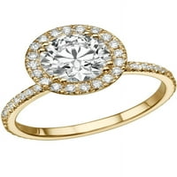 D-F срещу Moissanite пръстен с диаманти кръгло отрязано 14k злато