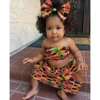 Малко дете деца бебе момичета летни дрехи африкански стил жилетки върхове дашики поли