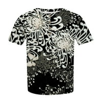 Модна риза с къси ръкави кръгла шия плюс размери тениска винтидж отпечатан връх, флот, l