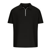 Мъжки бизнес работа Slim Fit Polo Rishs Fashion Quarter Zip с къси ръкави голф ризи Лятна тренировка V Вратни тениски