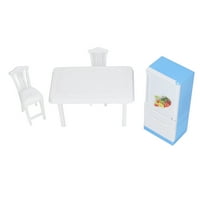 Кукла Frige Table Accessories, орнамент симулация Преструвайте се игра Игра Diy Мебели миниатюрна кукла Хладилник Стол играчка за момиче за кухня