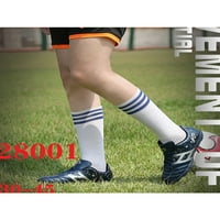 Ferndule Kids Wear-резистентни атлетични скачащи маратонки джогинг дишащ кръгъл пръст на краката, работещи удобни тренировки футболни обувки тъмносини къси чисти 4,5