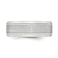 Бели стерлингови сребърни пръстени сватбени стандартни рододий с четка за четка 7-те размери 7