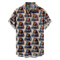 4 юли Мъжки хавайски риза САЩ Национална риза риза на риза ежедневно облекло за дрехи с къс ръкав