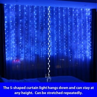300LED сини приказни светлини за завеси с дистанционни режими Таймер за спалня, 9.8x9.8ft USB щепсел в приказни висящи струнни светлини за открито, сватби, парти, градина, стена, декорации