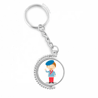 Sea Blue France Cartoon Rotatable Keyholder Ring Disc Accessories Chain Clip