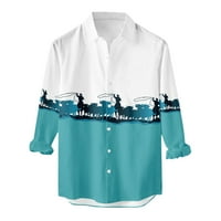 Мъжки ежедневна блуза, мъже ежедневни копчета каубой тема не-позиционираща печат на кардиган с дълъг ръкав риза с дълъг ръкав