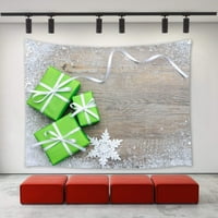Cadecor Коледа гоблен, зелени коледни подаръци представя снежинки дървена дъска панел за дъска щастлива нова година Коледа коледни ден стена гоблени