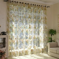 Гури единична завеса панел Grommet Флорален отпечатан чиста завеса Voile Window Завест на тюл прозорец Завеса за завеса шал Валенс Жълто W: 52 XL: 96