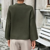 Cethrio дамски пуловери плюс размер ежедневен екипаж на шията твърд плетен зимен клирънс зелени пуловери размер l