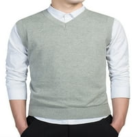 Мъжки есен зима V-образно плетене жилетка класически основен солиден плетен жилет с тънка горна пуловер пуловер пуловер жилетка
