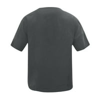 Freshlook Summer Print T-тениска плюс размер, отпечатък мъжки лято V Врат Плътно цветът с къси ръкави с разхлабени ежедневни бельо тениска с къси ръкави, тъмно сиво L