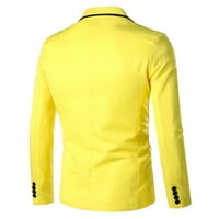 Vedolay върхове за мъже Небрежни работни блейзери Отворете фронт дълъг ръкав мода Slim Fit с джобове, жълт XL