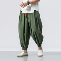 Модни разхлабени ежедневни широки панталони Мъжки еластични панталони крак цвят твърди мъжки панталони улични дрехи