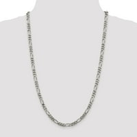 Сребърен сребърен ридий, покрита с верига Figaro Chain - 9. Грама