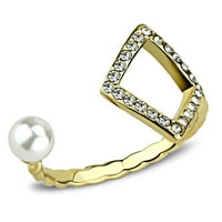 TK - IP златен пръстен от неръждаема стомана със синтетична перла в бял размер 5