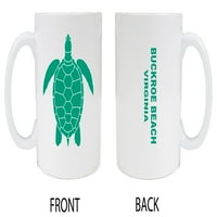 Buckroe Beach Virginia Suvenir White Ceramic Mug Turtle Design 2-Pack