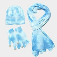 Miyuadkai ръкавици ръкавици комплекти топли шалчета ръкавици вратовръзка-боядисване жени плетени отпечатана колоездачна шапка мъже шапка ски плетат ветровита възрастни зимни бейзболни шапки аксесоари сини