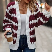 Детесбула плюс размер дамски пуловери Нови пристигания Мода жени Зимни сплайс Цвят небрежен дълъг ръкав дълъг пуловер палто Кардиган Блузна върхове Разчистване Женска мода