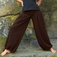 Дамски удобни еластични талия небрежна еластична талия с джобни панталони плажни панталони