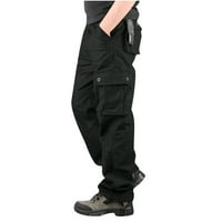 Симоидни мъжки товарни панталони-плюс размер чист памук с много джоба устойчиви гащеризони панталони черни xxxxl