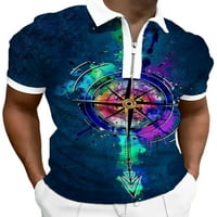 Frontwalk Men Fitness Lapel Neck Thiss Tie Dye Classic Fit Polo Rish Zip Up Лятна блуза