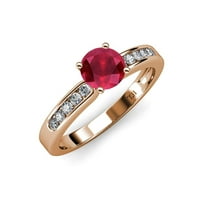 Руби и диамантен годежен пръстен 1. Карат TW в 14K розово злато.size 8.5