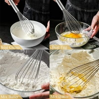 Fyeme Kitchen Whisks Комплект от неръждаема стомана Разбъркване на проводника Поставете размах за готвене, за смесване, разбъркване, разбиване и биене на яйца, тесто, сосове за кухня